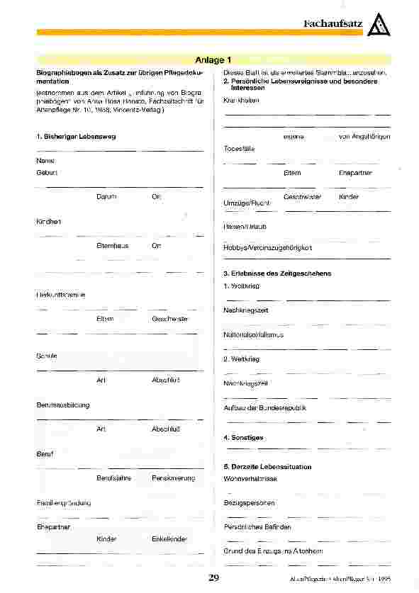 Vorschauseite 5: Die Biographie eines Bewohners als Inhalt des Faches Pflege des Alten Menschen Grundsätzliche Überlegungen - Methodische Vorgehensweise