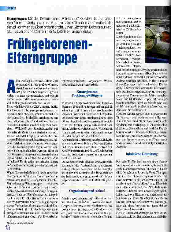 Vorschauseite 1: Frühgeborenen-Elterngruppe