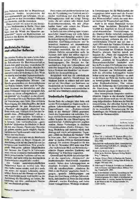 Vorschauseite 2: Zur ethischen Kultur im Medizinstudium Grundsatzfragen und das Beispiel Berlin