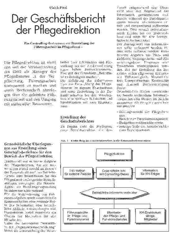 Vorschauseite 1: Der Geschäftsbericht der Pflegedirektion - Ein Controlling-Instrument zur Darstellung der Führungsarbeit im Pflegedienst -
