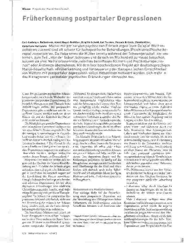Vorschauseite 1: Früherkennung postpartaler Depressionen