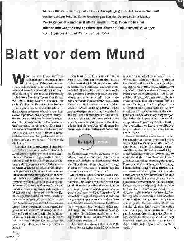 Vorschauseite 2: Kein Blatt vor dem Mund