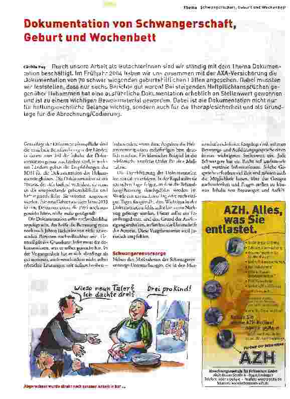 Vorschauseite 1: Dokumentation von Schwangerschaft, Geburt und Wochenbett