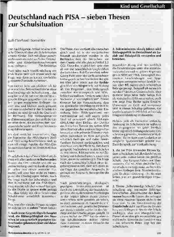 Vorschauseite 1: Deutschland nach PISA - sieben Thesen zur Schulsituation