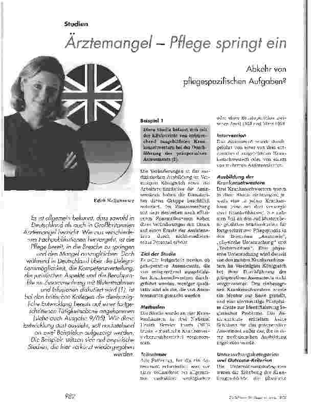 Vorschauseite 1: Ärztemangel - Pflege springt einAbkehr von pflegespezifischen Aufgaben?