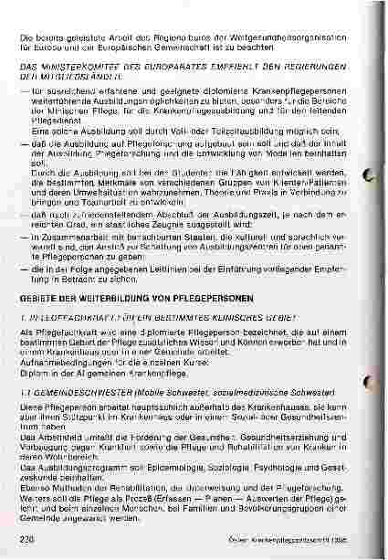 Vorschauseite 2: Europarat - Empfehlungen zur Weiterbildung von Pflegepersonen