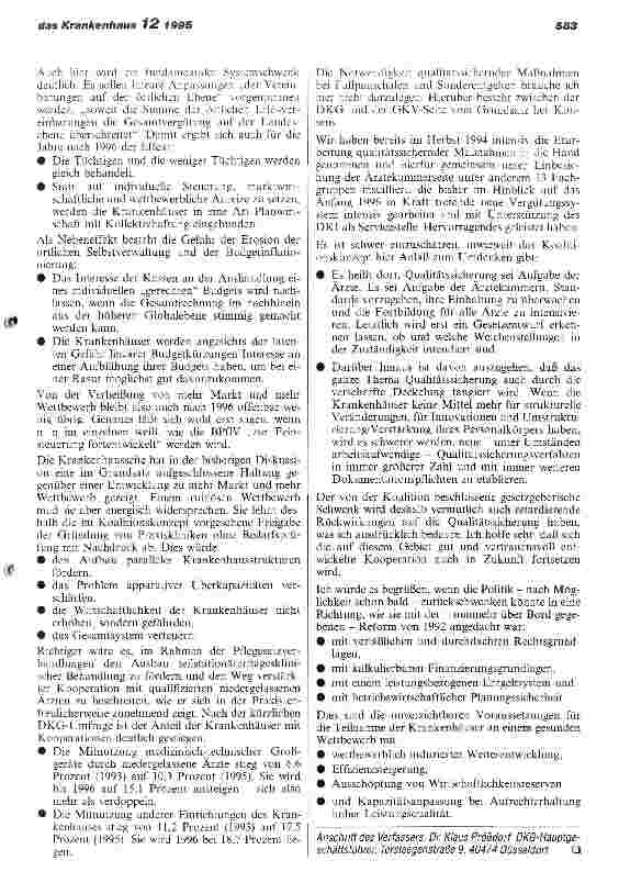 Vorschauseite 3: Krankenhäuser brauchen verläßliche Rechtsgrundlagen