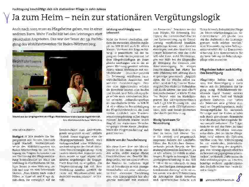 Vorschauseite 1: Ja zum Heim - nein zur stationären Vergütungslogik