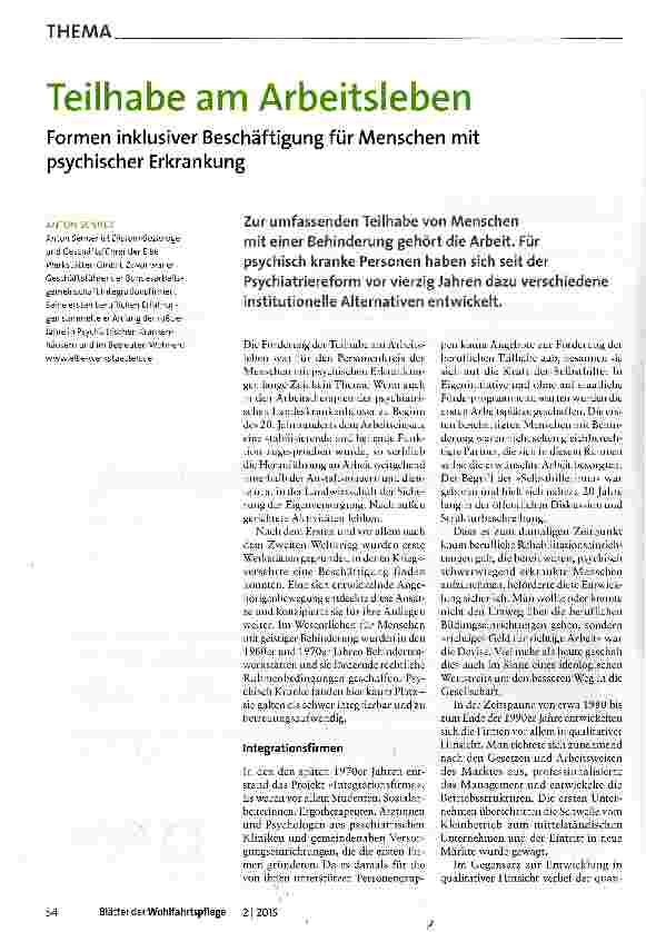Vorschauseite 1: Teilhabe am Arbeitsleben
