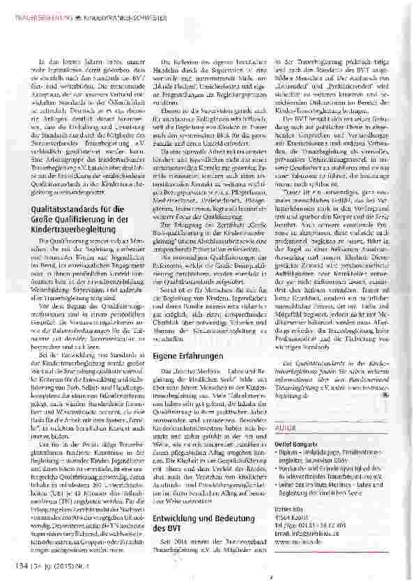 Vorschauseite 2: Kindertrauerbegleitung setzt hohe Qualitätsstandards voraus