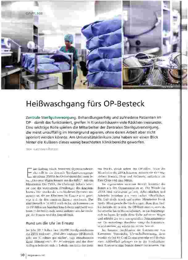 Vorschauseite 1: Heißwaschgang fürs OP-Besteck