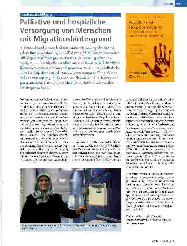 Vorschauseite 1: Palliative und hospizliche Versorgung von Menschen mit Migrationshintergrund