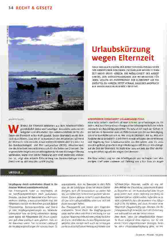 Vorschauseite 1: Urlaubskürzung wegen Elternzeit