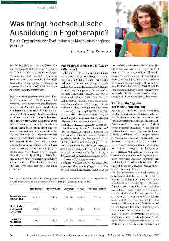 Vorschauseite 1: Was bringt hochschulische Ausbildung in Ergotherapie?