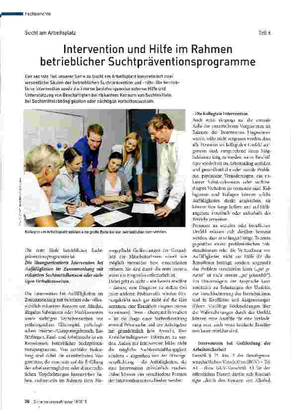 Vorschauseite 1: Sucht am Arbeitsplatz Teil 6 Intervention und Hilfe im Rahmen betrieblicher Suchtpräventionsprogramme