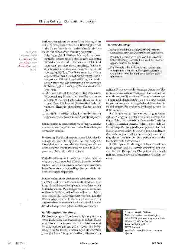 Vorschauseite 3: Verstopfung bei Kindern Obstipation: Immer ernst nehmen