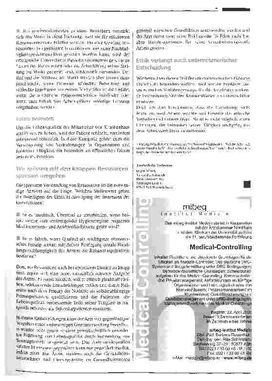 Vorschauseite 4: Die Ökonomie sichert die ärztliche Ethik. Der Nationale Ethikrat zum Thema: Arzt versus Unternehmer