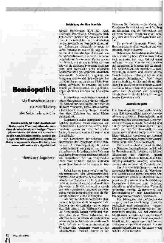 Vorschauseite 1: Homöopathie Therapieverfahren zur Mobilisation der Selbstheilungskräfte