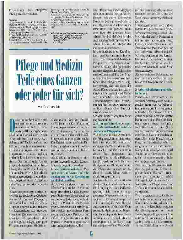 Vorschauseite 1: Pflege und Medizin Teile eines Ganzen oder jeder für sich?