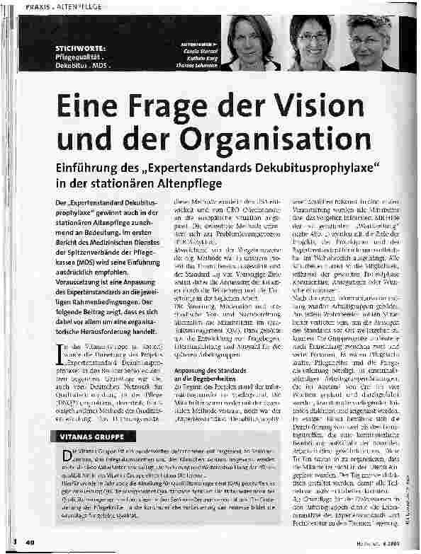 Vorschauseite 1: Eine Frage der Vision und der Organisation