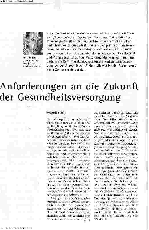 Vorschauseite 1: Anforderungen an die Zukunft der Gesundheitsversorgung