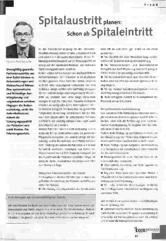 Vorschauseite 1: Spitalaustritt planen: schon ab Spitaleintritt