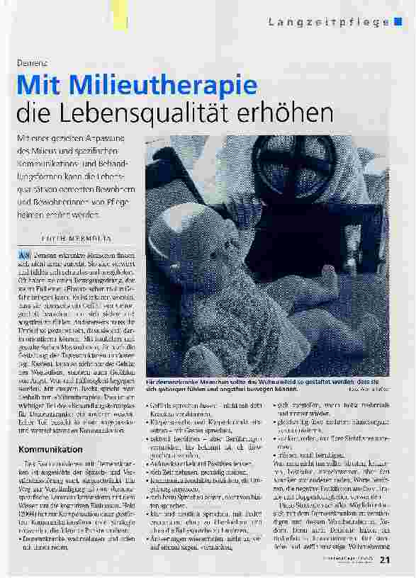 Vorschauseite 1: Mit Milieutherapie die Lebensqualität erhöhen