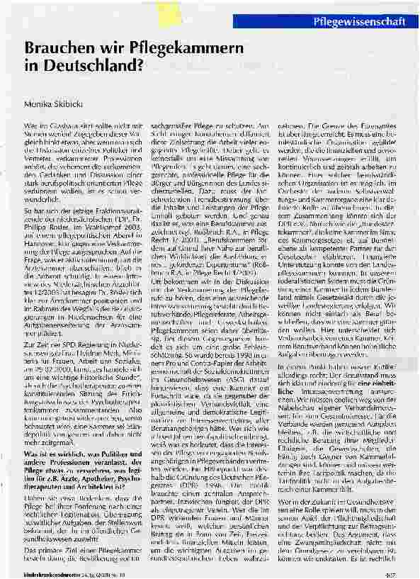 Vorschauseite 1: Brauchen wir Pflegekammern in Deutschland?
