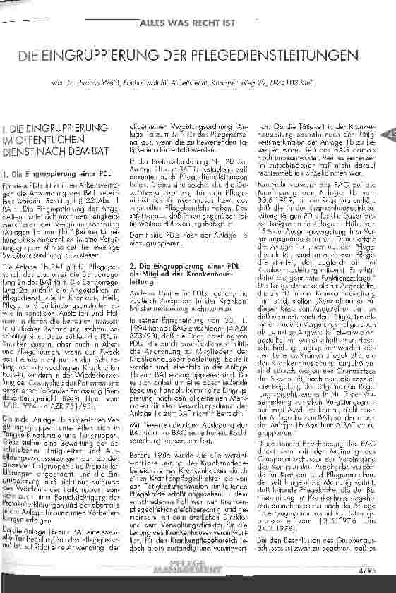 Vorschauseite 1: Die Eingruppierung der Pflegedienstleitungen