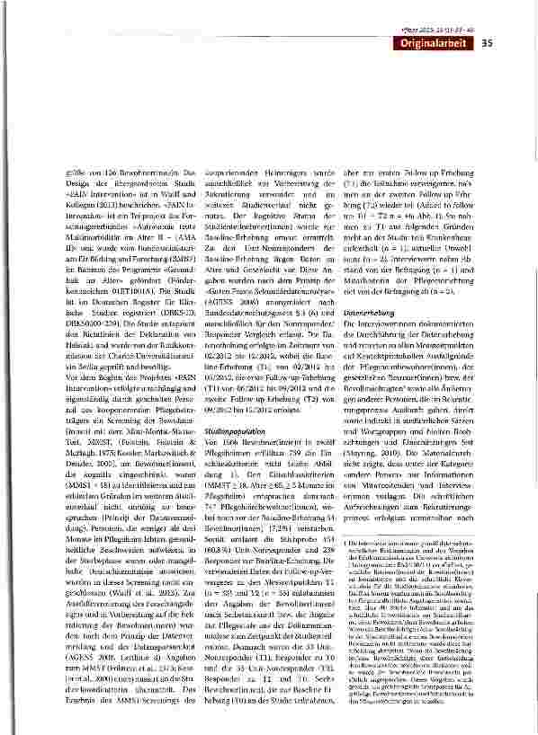 Vorschauseite 3: Welche Ausfallursachen liegen bei Pflegeheimbewohner(inne)n in einer Interventionsstudie vor? Eine Analyse der Unit-Nonresponder in zwölf deutschen Pflegeheimen