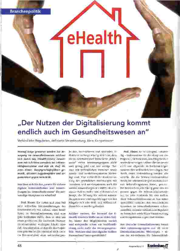 Vorschauseite 1: Der Nutzen der Digitalisierung kommt endlich auch im Gesundheitswesen an