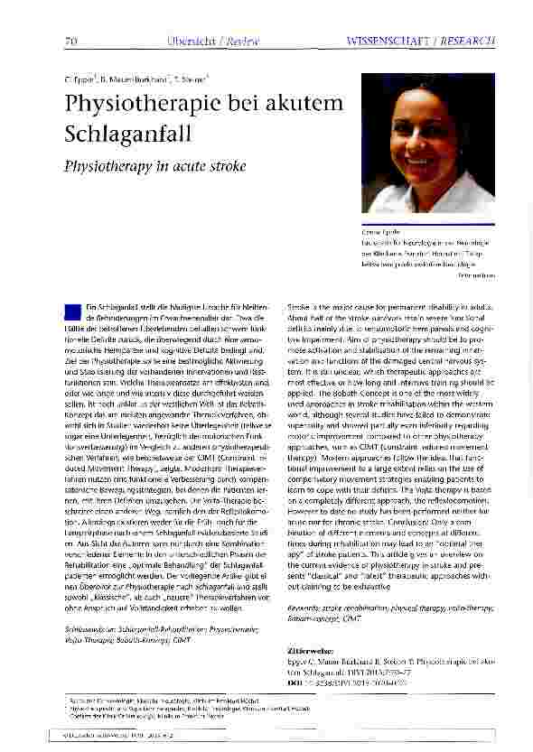 Vorschauseite 1: Physiotherapie bei akutem Schlaganfall