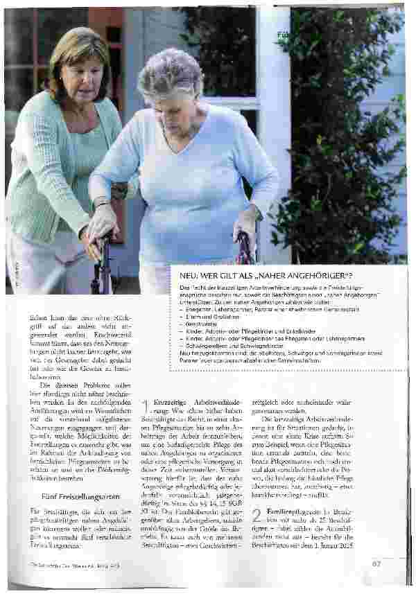 Vorschauseite 2: PFLEGEZEITEN 2015: BESSERE VEREINBARKEIT VON FAMILIE, PFLEGE UND BERUF?