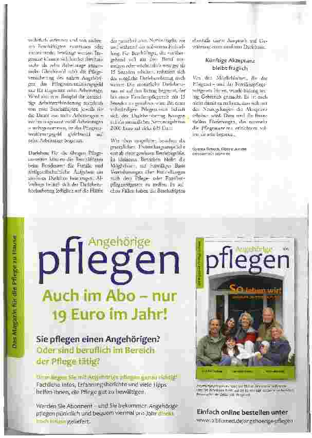 Vorschauseite 4: PFLEGEZEITEN 2015: BESSERE VEREINBARKEIT VON FAMILIE, PFLEGE UND BERUF?