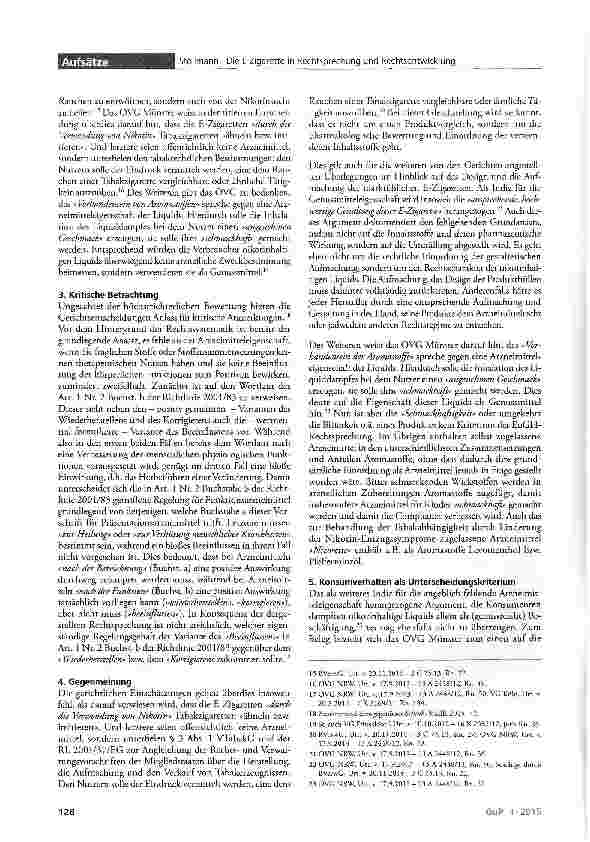 Vorschauseite 3: Die E-Zigarette in Rechtsprechung und Rechtsentwicklung