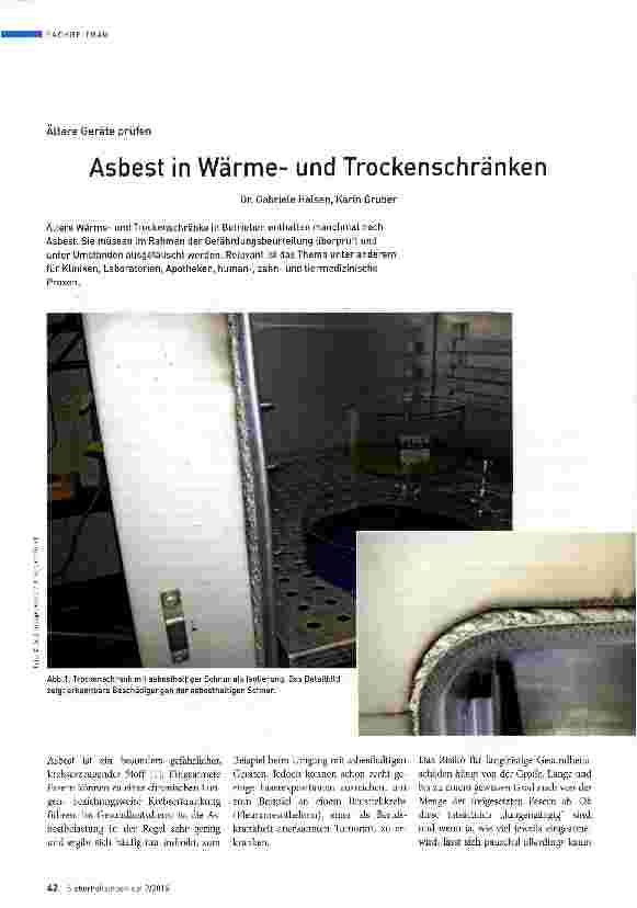 Vorschauseite 1: Asbest in Wärmeund Trockenschränken