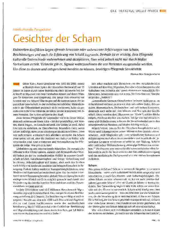 Vorschauseite 1: Interkulturelle Perspektive Gesichter der Scham