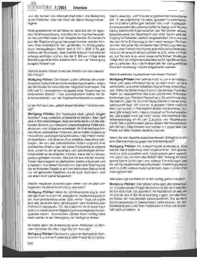 Vorschauseite 4: Weichenstellung im G-BA gegen die Krankenhäuser?