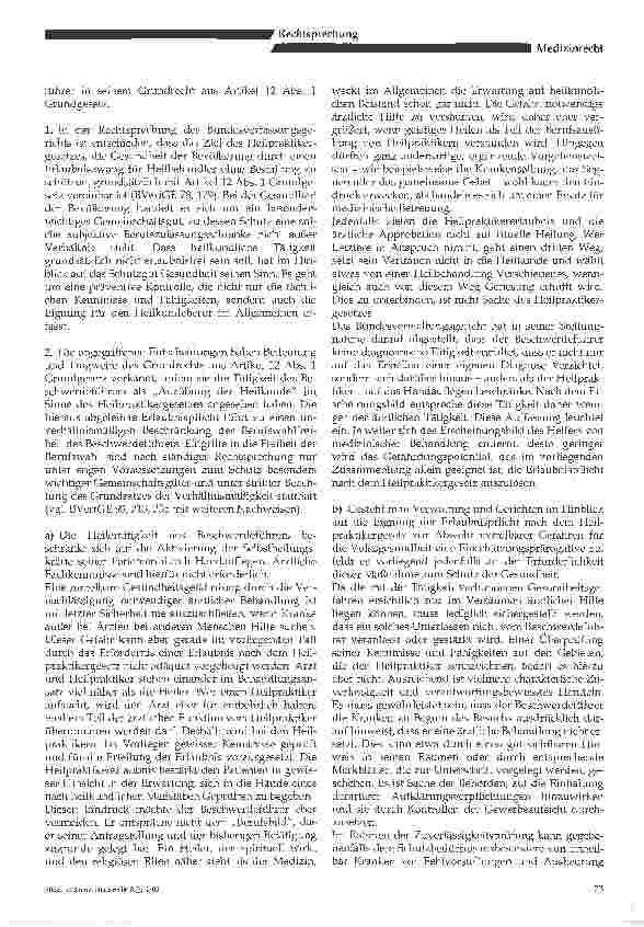 Vorschauseite 3: Wunderheiler benötigen keine Erlaubnis nachdem HeilpraktikergesetzBeschluss des Bundesverfassungsgerichts vom 2. März 2004 - AZ: 1 BvR 784/03