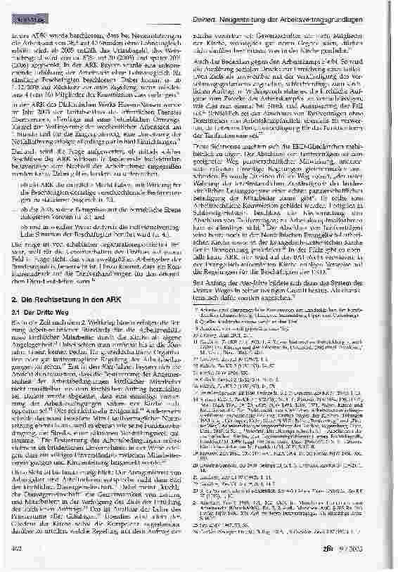 Vorschauseite 2: Neugestaltung der Arbeitsvertragsgrundlagen in Einrichtungen der evangelischen Kirchen über den 3. Weg