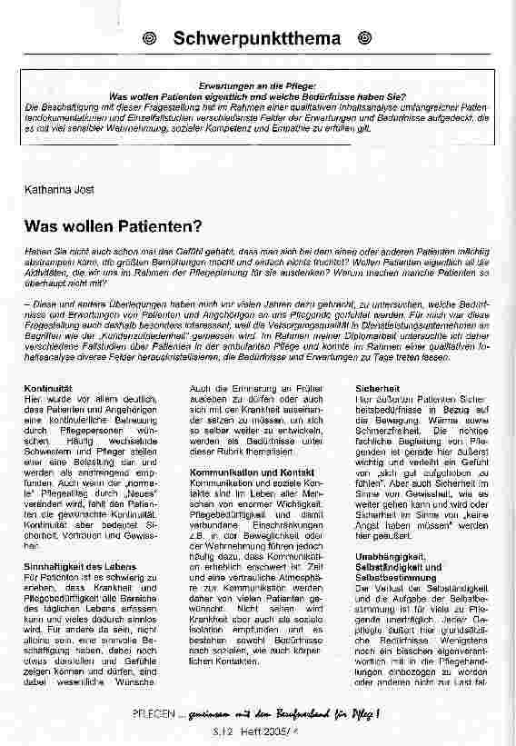 Vorschauseite 1: Was wollen Patienten?