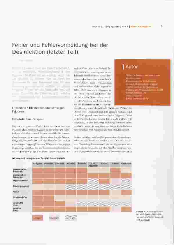 Vorschauseite 1: Fehler und Fehlervermeidung bei der Desinfektion (letzter Teil)
