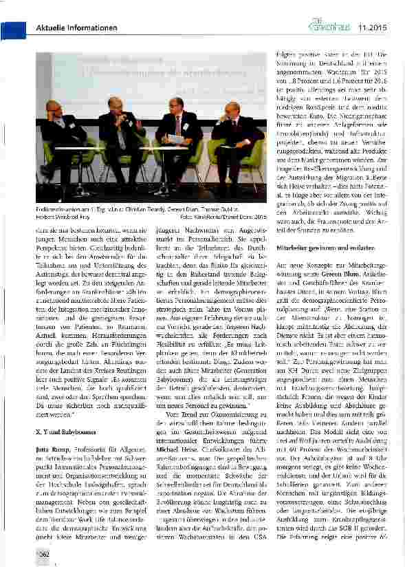Vorschauseite 2: 11. Personalkongress der Krankenhäuser 2015: Wege aus dem Personalmangel finden