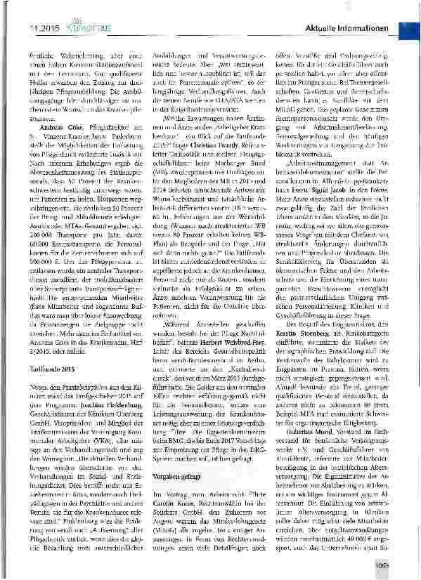 Vorschauseite 3: 11. Personalkongress der Krankenhäuser 2015: Wege aus dem Personalmangel finden