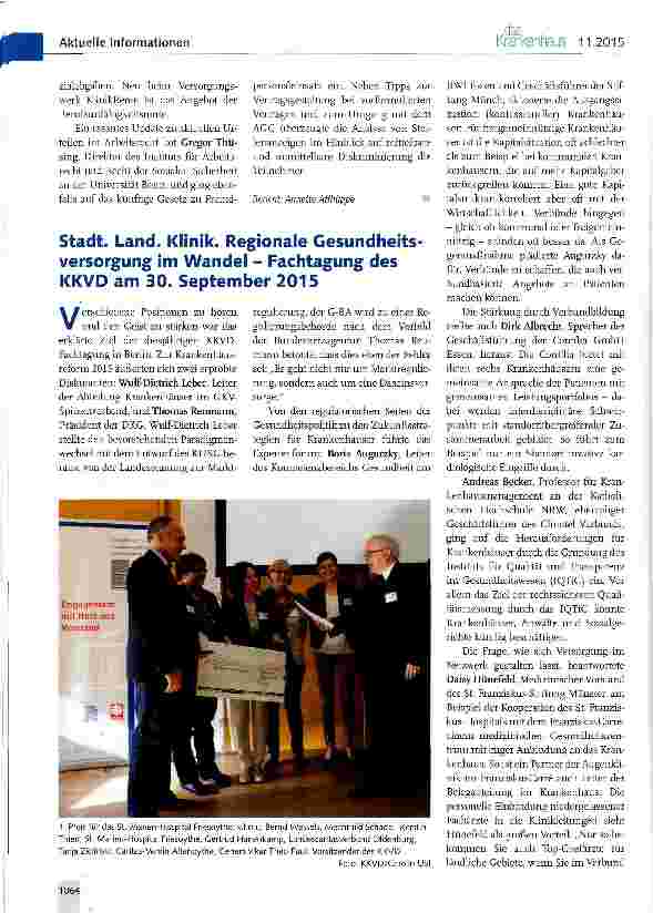Vorschauseite 4: 11. Personalkongress der Krankenhäuser 2015: Wege aus dem Personalmangel finden