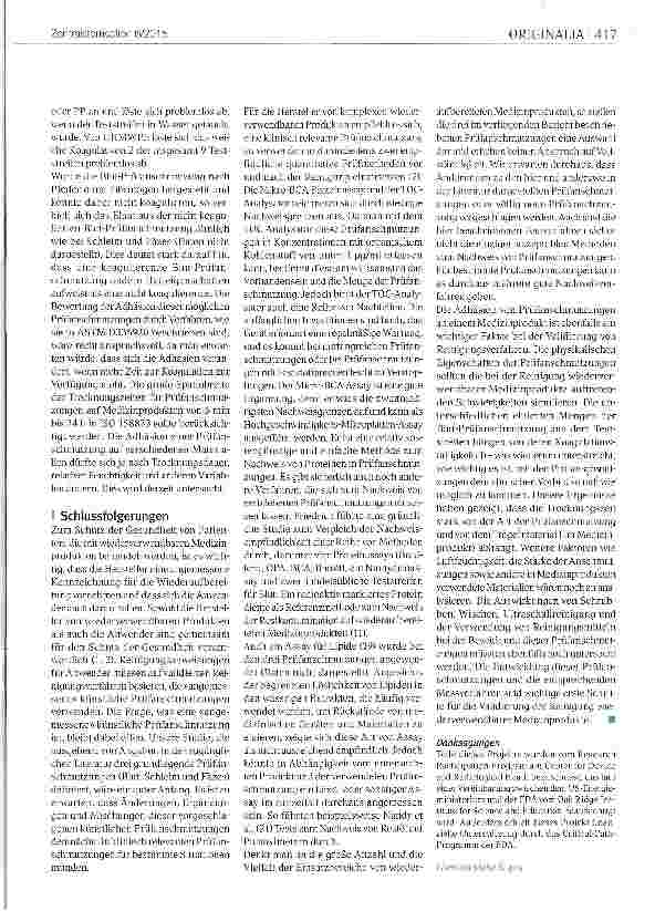 Vorschauseite 6: Chemisch definierte, klinisch relevante Prüfan-schmutzungen zur Validierung der Reinigung von wiederverwendbaren Medizinprodukten