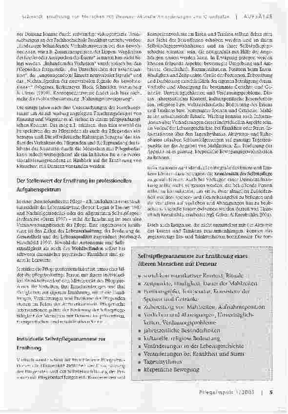 Vorschauseite 3: Ernährung von Menschen mit Demenz: Aktuelle Anforderungen und Grundsätze