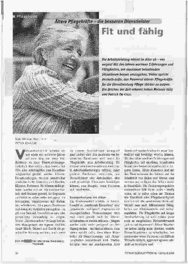 Vorschauseite 1: Fit und fähig - Ältere Pflegekräfte -die besseren Dienstleister