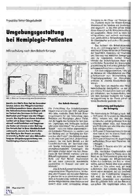 Vorschauseite 1: Umgebungsgestaltung bei Hemiplegie-Patienten Mikroschulung nach dem Bobath-Konzept