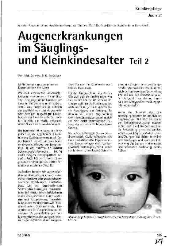 Vorschauseite 1: Augenerkrankungen im Säuglingsund Kleinkindesalter Teil 2